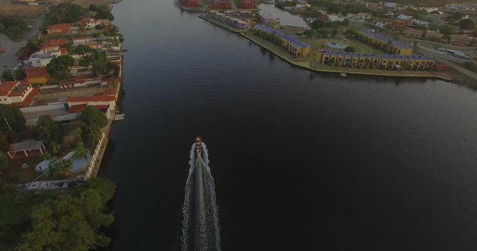 From the top view of a fishing boat cruising the Higuerote canals in Venezuela