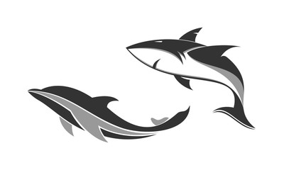 Shark and dolphin vector logo