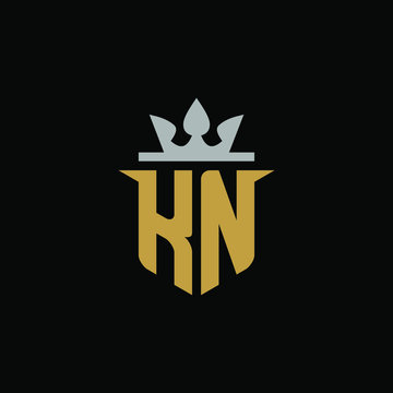 Initial Letter KN with Shield King Logo Design