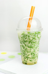 Lod chong in coconut milk, dessert of Thailand