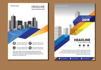 Brochure design, cover modern layout, annual report, poster, flyer in A4 with colorful triangles, geometric shapes for tech, science, market with light background