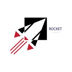 flat rocket logo vector