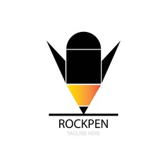 rocket pencil logo vector