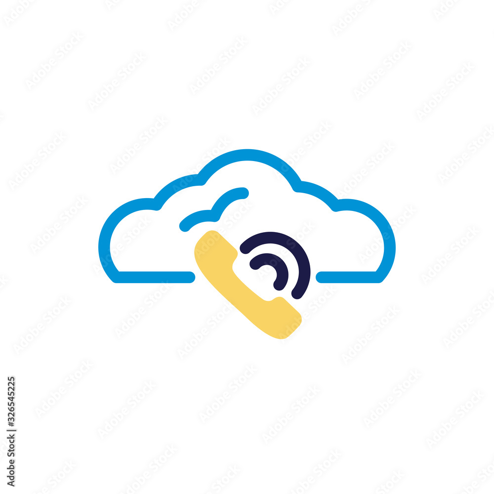 Poster cloud computing with telephone lineal color style