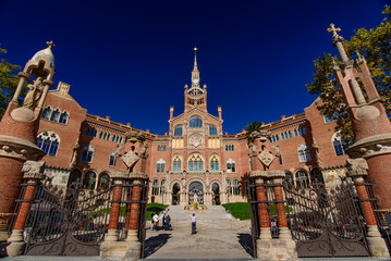 Hospital of the Holy Cross and Saint Paul (Hospital de la Santa Creu i Sant Pau) by Domènech, a UNESCO World Heritage Site in Barcelona, Spain