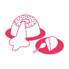 sweet brownie in dish with spoon dessert