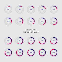 Collection of modern futuristic circular progress loading bar and buffering