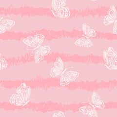 Hand drawn butterflies seamless pattern on sweet background,for decorative,fashion,fabric,wallpaper and all print