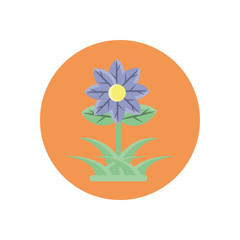 beautiful flower with leaves icon, block style design