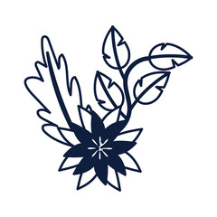 beautiful flower with leafs decoration