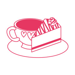 sweet cake portion dessert with beverage cup