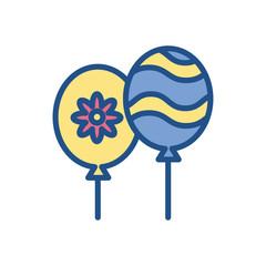 balloons with easter decorations, colorful and line style design