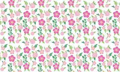 Obraz na płótnie Canvas Modern wallpaper for spring, with seamless leaf and flower pattern background design.