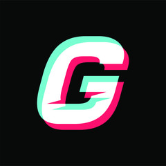 letter with 3d glitched effects. tiktok style letter