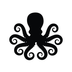 Squid silhouette vector, water animal