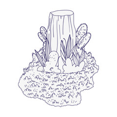 tree grass bush nature foliage plants botanical icon line style