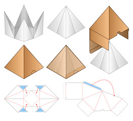 Pyramid box packaging die cut template design