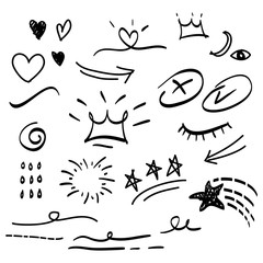 hand drawn set of abstract doodle elements. use for concept design. isolated on white background. vector illustration