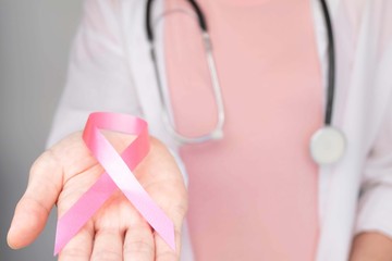 World Breast Cancer Day Concept,health care - Pink ribbon,Stethoscope,red heart for breast cancer...
