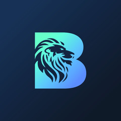 initial letter logo with lion head