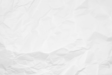 White crumpled paper texture background. Clean white paper. Top view.	