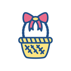 basket with decorative bow, line style icon