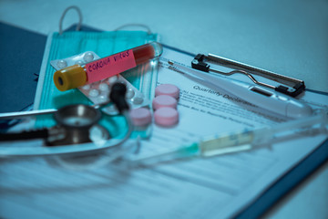 Lab form virus test. Chinese coronavirus outbreak.