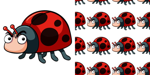 Seamless background design with cute ladybug