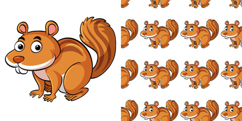 Seamless background design with cute squirrel