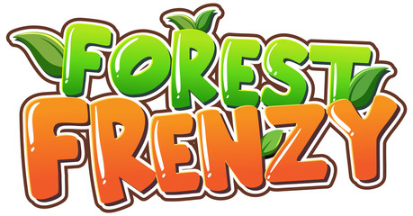 Font design for word forest frenzy in green and orange color