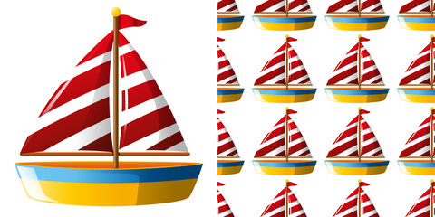 Seamless background design with toy boat