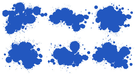 Fototapeta premium Watercolor splash in set of blue on white background