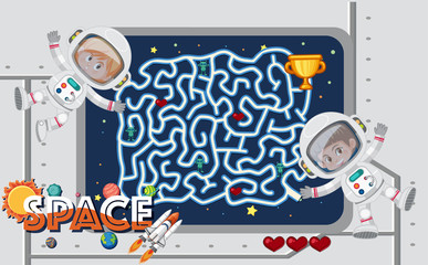 Game template with astronauts in control room background