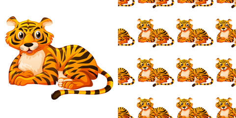 Seamless background design with cute tiger