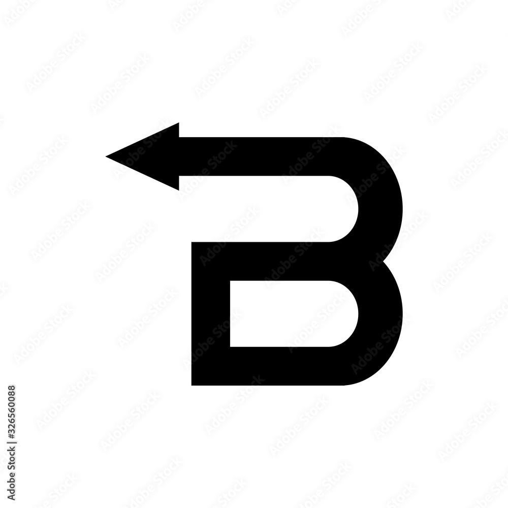 Poster B letter with back arrow logo design vector