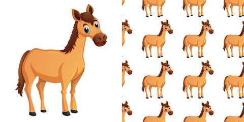 Seamless background design with brown horse