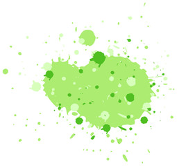 Watercolor splash in green on white background