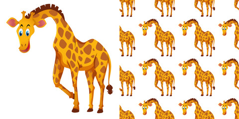 Seamless background design with cute giraffes © brgfx