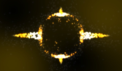 Wallpaper where light particles gather in a spherical shape and are about to explode