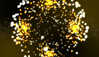 Wallpaper where light particles gather in a spherical shape and are about to explode