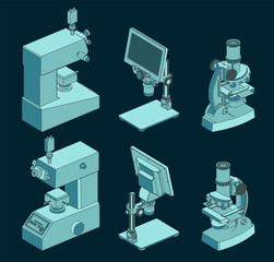Microscopes mini set illustrations
