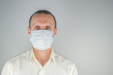 Man with medicine mask.Concept of virus, cold, flu.