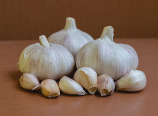 Garlic on the wooden table