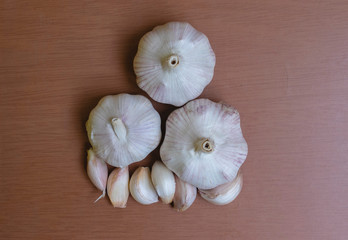 Garlic on the wooden table