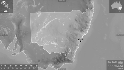 New South Wales, Australia - composition. Grayscale