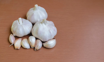 Garlic on the wooden table