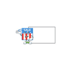 Cheerful USA price tag mascot style design with whiteboard