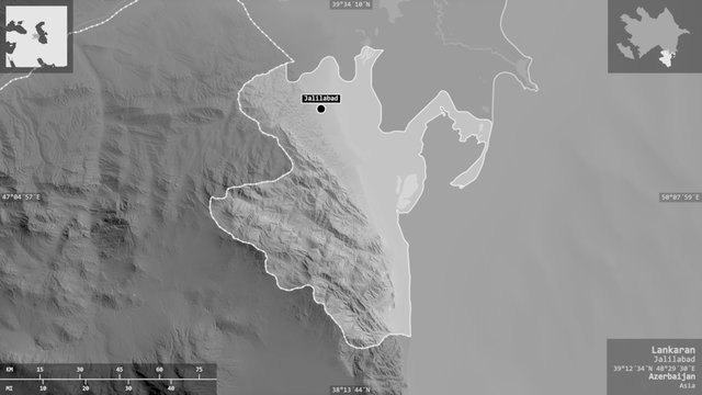 Lankaran, Azerbaijan - composition. Grayscale