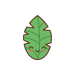 cute leaf plant kawaii character icon