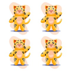 cute leopard mascot cartoon vector